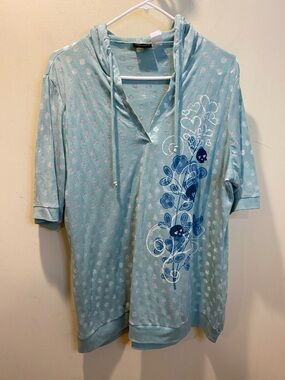 torrid Mint Green Hooded Top with White Polka Dots Sz 2